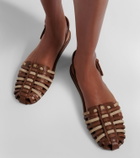 Miu Miu Leather and suede slingback fisherman sandals