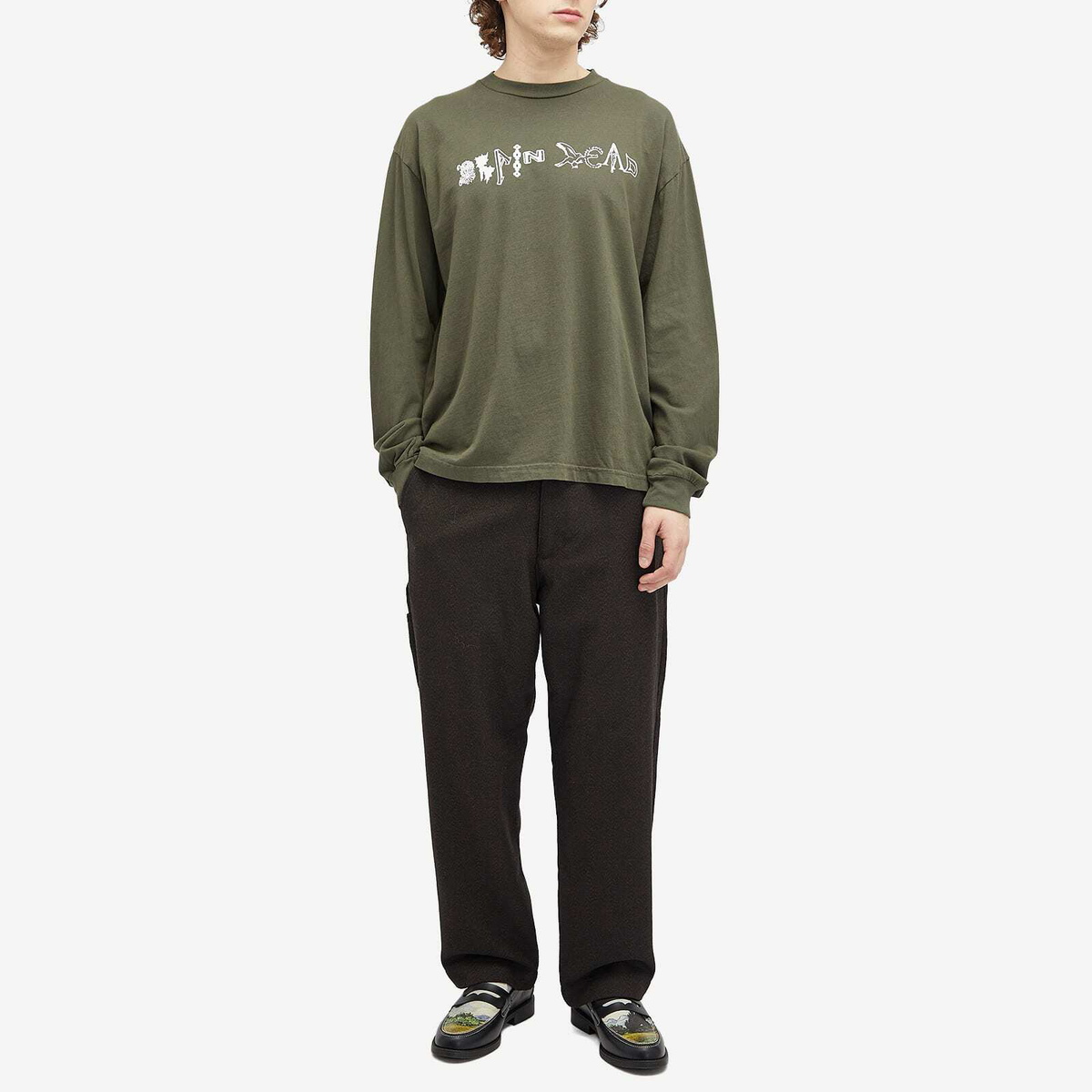 Brain Dead Men's Earth Wisdom Long Sleeve T-Shirt in Dark Green