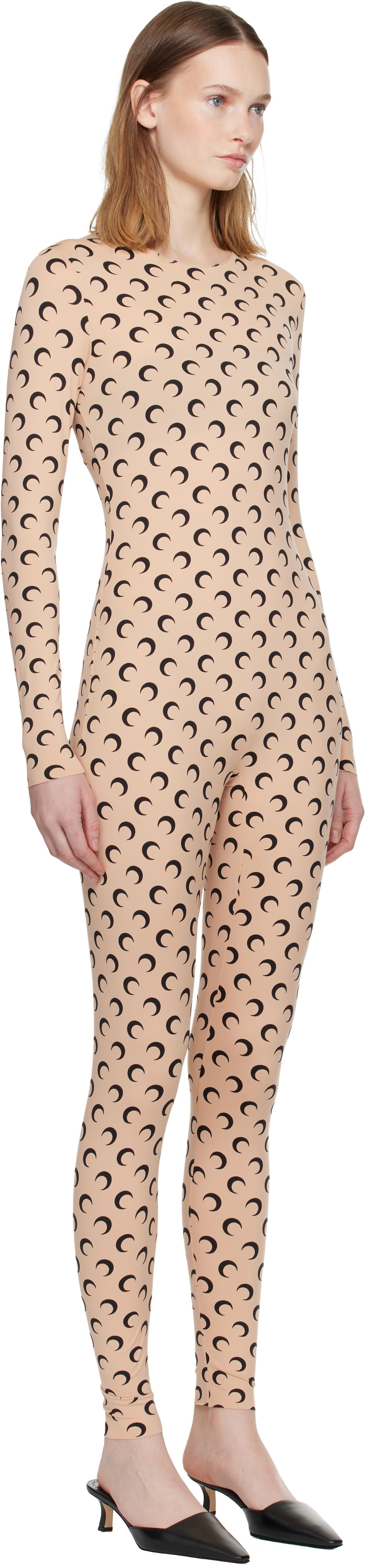 Marine Serre Tan Recycled Jersey Moon Catsuit