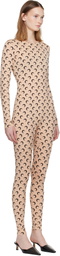 Marine Serre Tan Recycled Jersey Moon Catsuit
