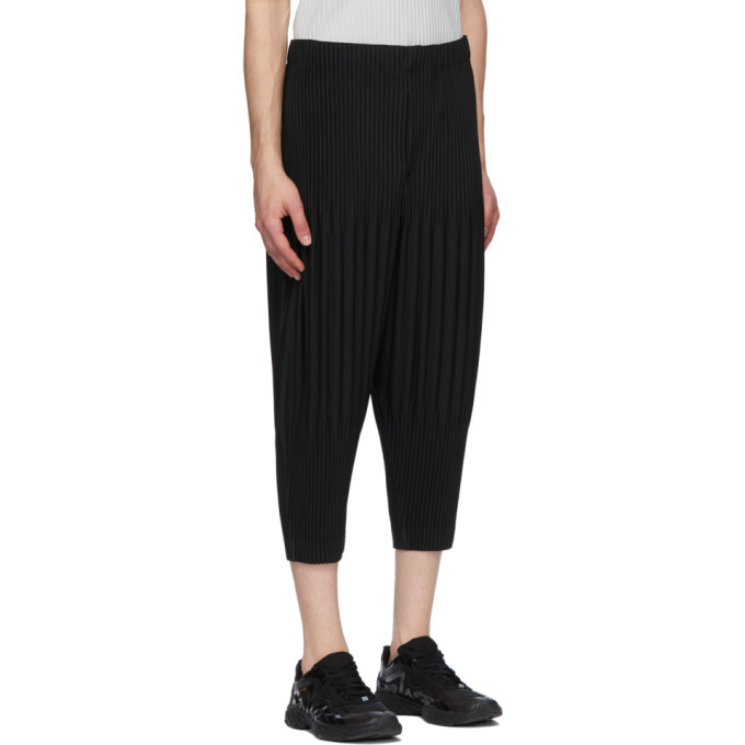 Homme Plisse Issey Miyake Black Basics Cropped Trousers Homme