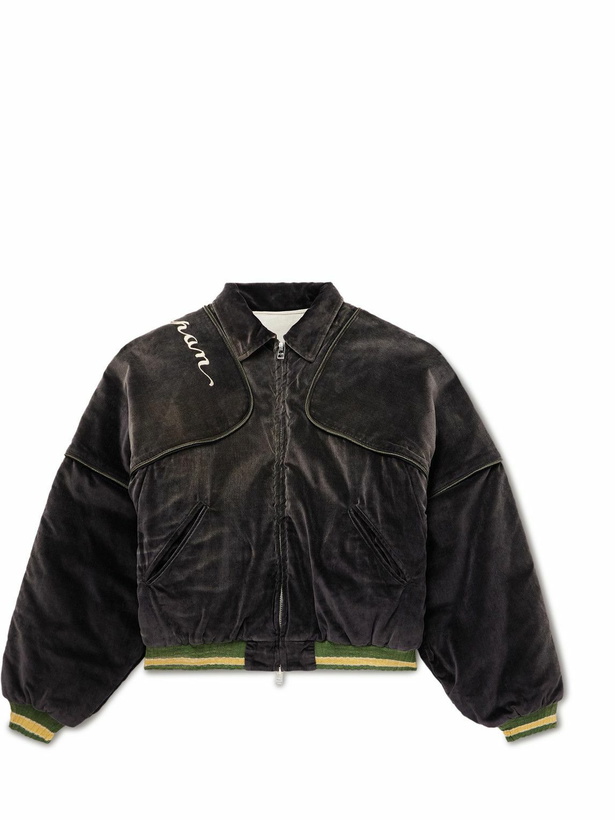 Photo: KAPITAL - Logo-Embroidered Zip-Detailed Cotton-Velvet Bomber Jacket - Black