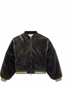 KAPITAL - Logo-Embroidered Zip-Detailed Cotton-Velvet Bomber Jacket - Black
