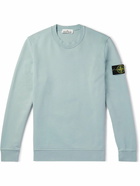 Stone Island - Logo-Appliquéd Garment-Dyed Cotton-Jersey Sweatshirt - Blue