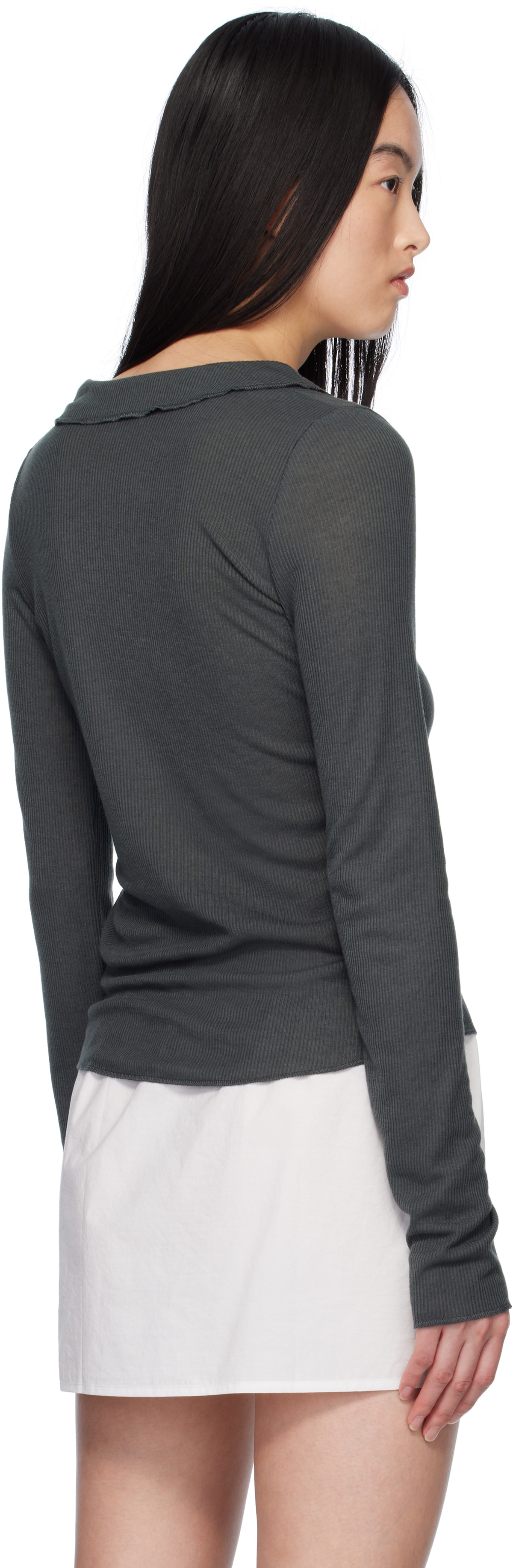 Deiji Studios Gray Cross Collar Top