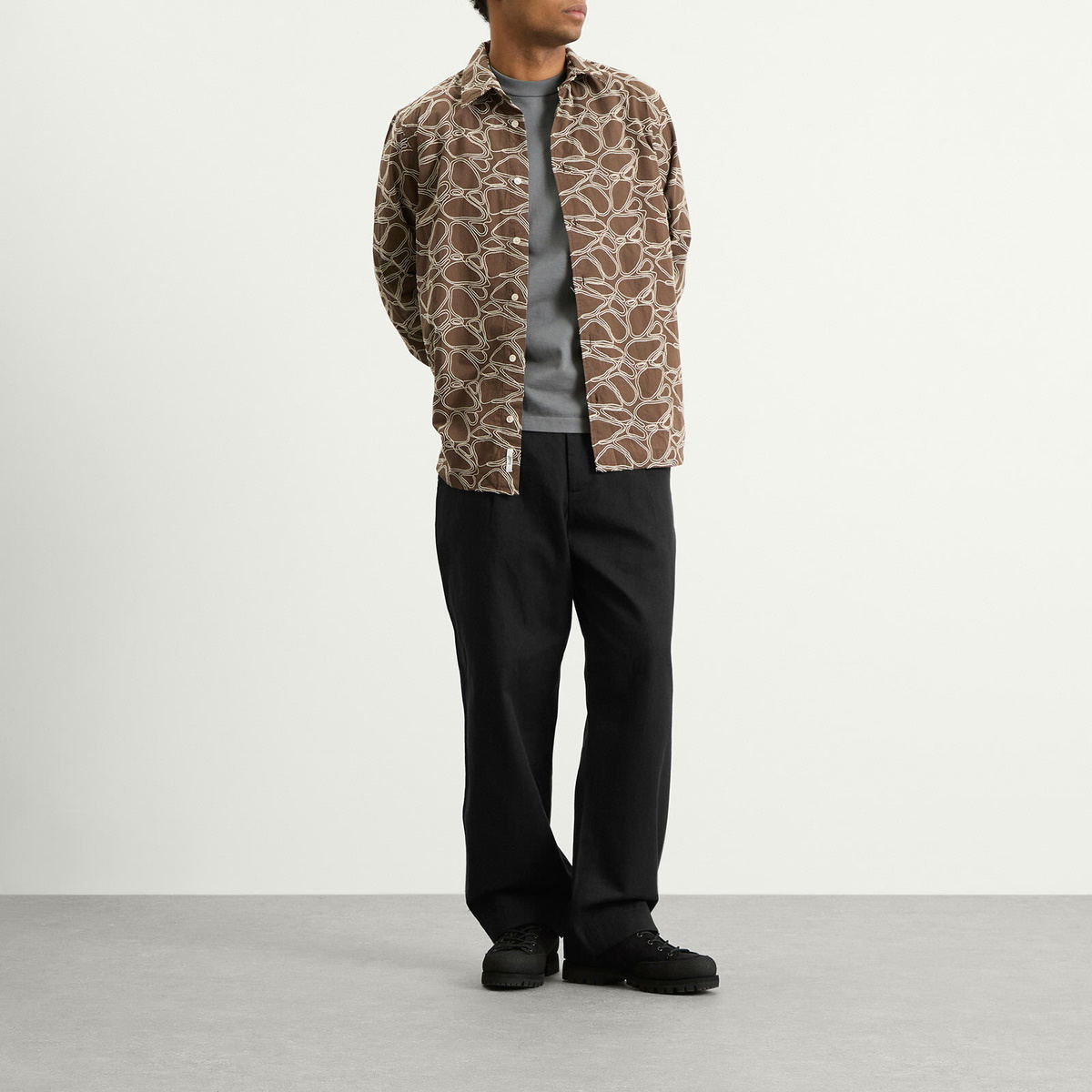 Foret Men's Dawn Embroidered Shirt in Earth/Cloud