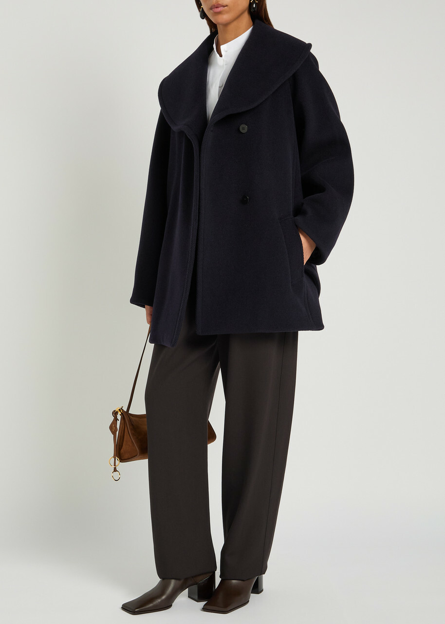 Alaïa Double-breasted Wool Coat Navy