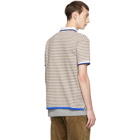Band of Outsiders White and Beige Stripe Polo