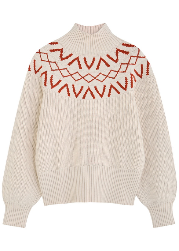 Photo: Varley Marcie Fair-Isle Knitted Jumper Cream