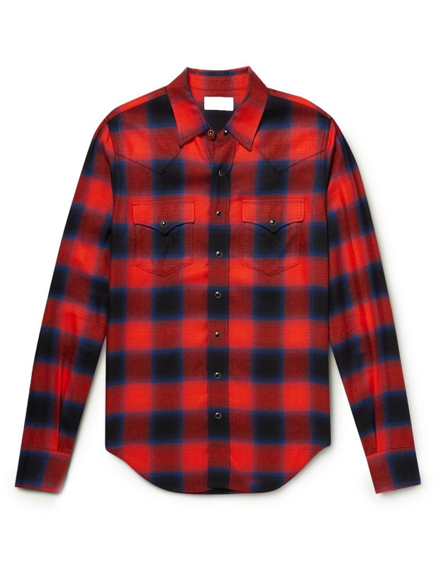 Photo: SAINT LAURENT - Slim-Fit Checked Woven Shirt - Red