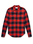 SAINT LAURENT - Slim-Fit Checked Woven Shirt - Red