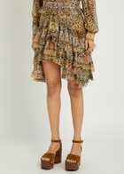 Etro Leopard-print Frill Silk Mini Skirt Multicoloured 1