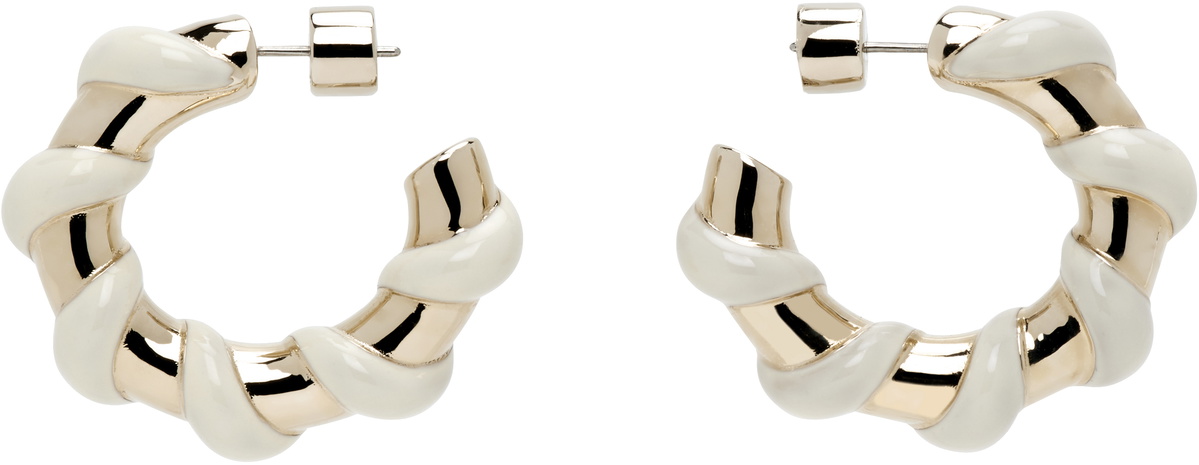Lanvin Gold & Off-White Mélodie Candy Earrings