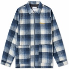 Butter Goods Men's Plaid Zip Through Jacket in Navy