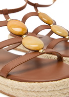 Gianvito Rossi Gem-embellished Leather Espadrille Sandals Beige