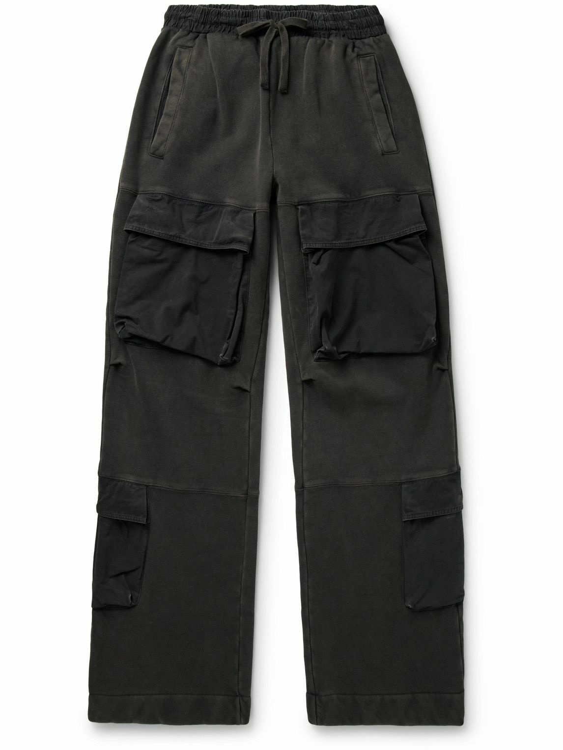 Entire Studios - Utility Straight-Leg Enzyme-Washed Organic Cotton-Jersey  Sweatpants - Black