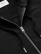 AMI PARIS - Logo-Embroidered Organic Cotton-Jersey Zip-Up Hoodie - Black