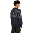 South2 West8 Navy and White Mohair Sweater