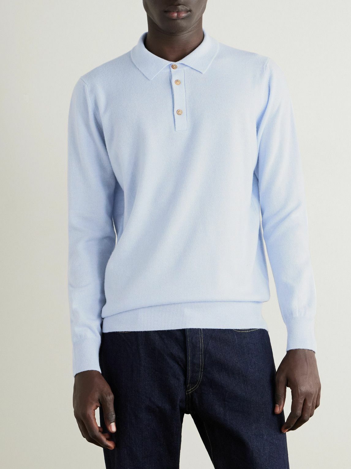 Ghiaia Cashmere - Cashmere Polo Shirt - Blue