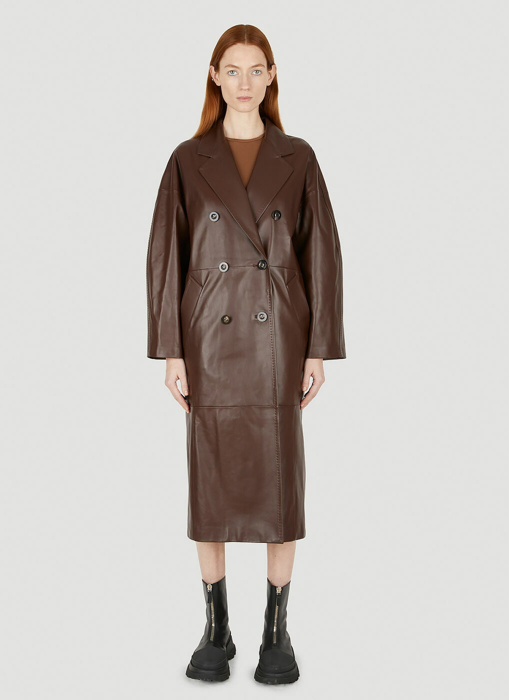 Ussuri Leather Trench Coat in Brown Max Mara
