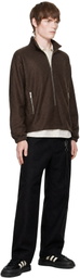 Song for the Mute Brown Brushed Wool Long Zip Pullover Sweatshirt