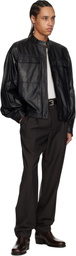 LEMAIRE Black Soft Boxy Leather Jacket