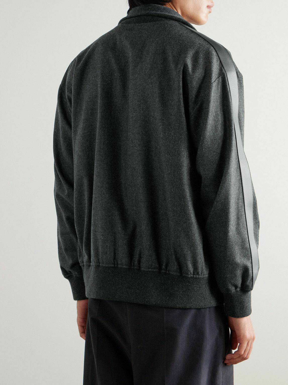 LOEWE - Wool and Cashmere-Blend Flannel Bomber Jacket - Gray