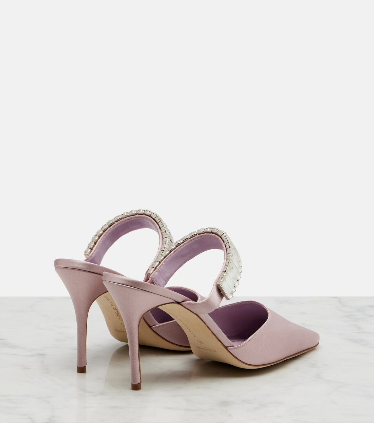 Manolo Blahnik Zumbon embellished satin mules