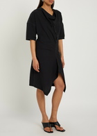 Lemaire Asymmetric Cotton Mini Dress Black