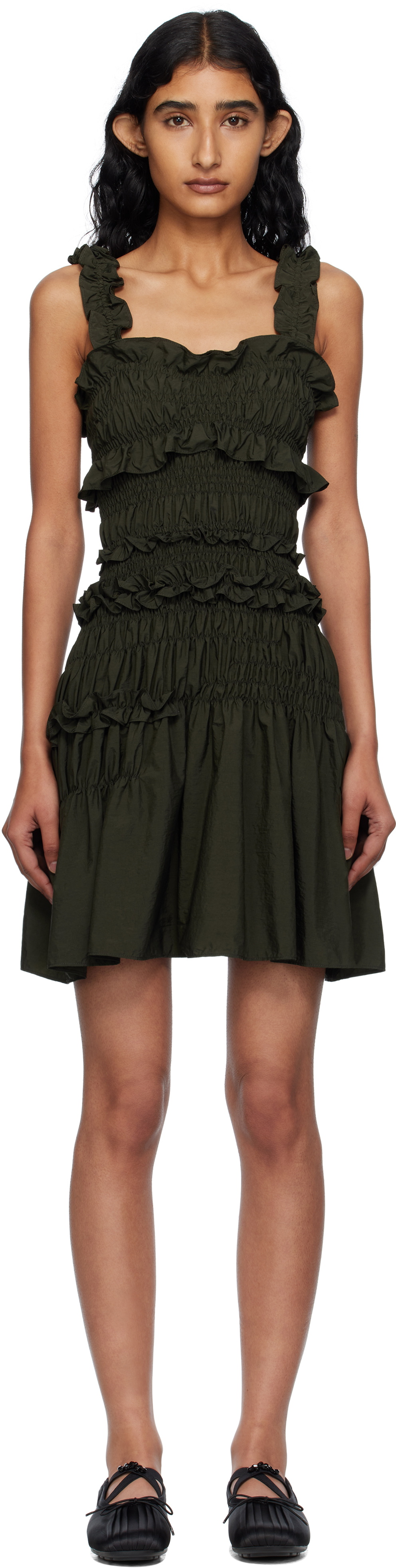 ワンピース CECILIE BAHNSEN Green Silk Blend Soon Mini Dress Cecilie Bahnsen Green Silk Blend Soon Mini Dress Cecilie Bahnsen