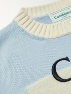 Casablanca - Logo-Embroidered Bouclé-Panelled Cotton Sweater - Blue