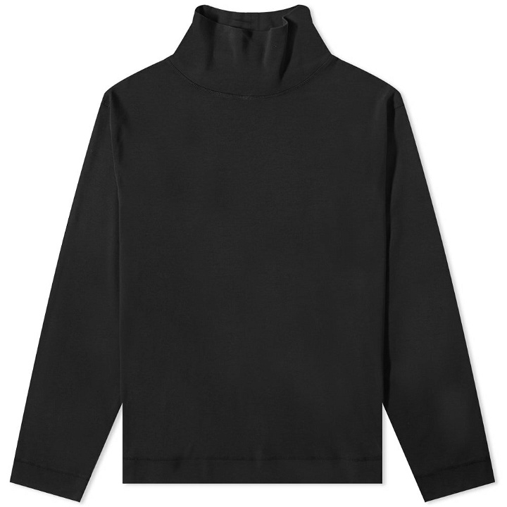 Photo: MHL by Margaret Howell Men's MHL. by Margaret Howell Long Sleeve High Neck T-Shirt in Off Black