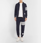 Thom Browne - Tapered Striped Loopback Cotton-Jersey Sweatpants - Navy