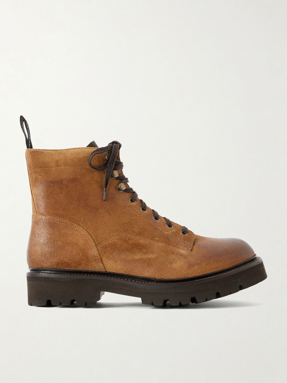 Grenson - Callum Burnished-Suede Lace-Up Boots - Brown