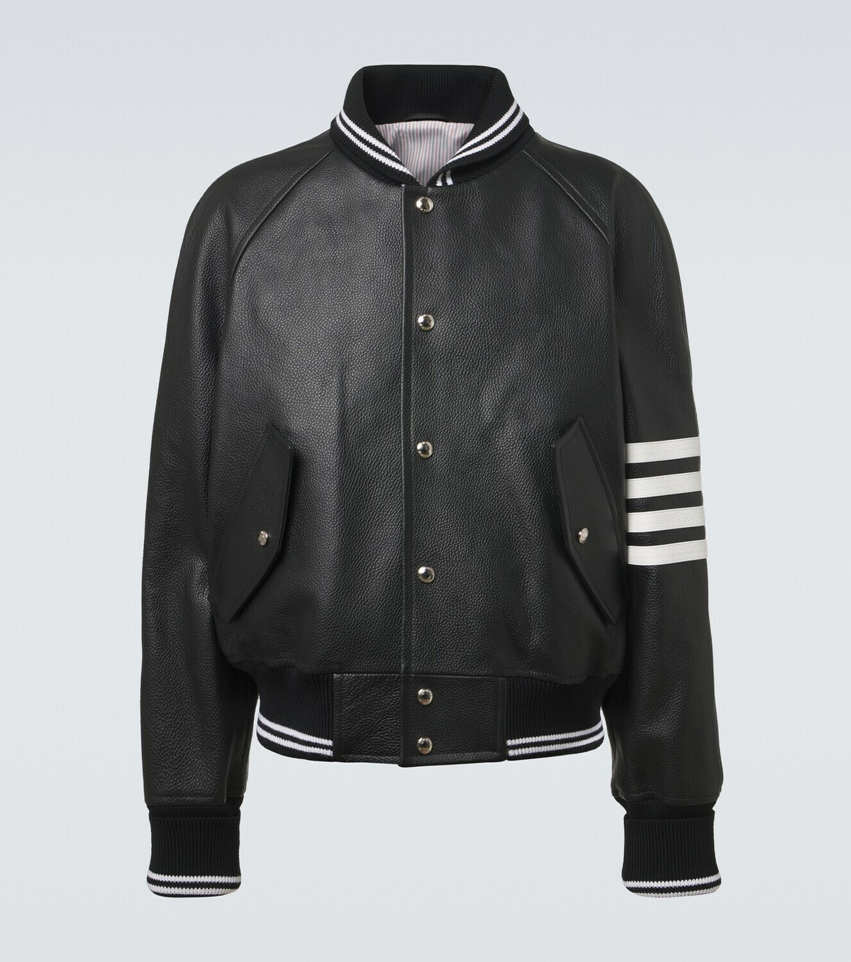 Thom Browne 4-Bar leather bomber jacket