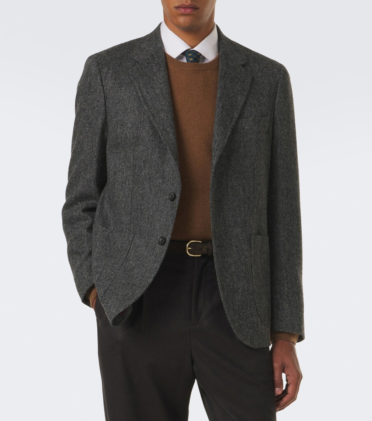 Rubinacci Herringbone virgin wool blazer