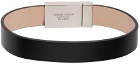 Giorgio Armani Black Leather & Silver Bracelet