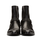 Saint Laurent Black Kangaroo-Look Wyatt Harness Stud Boots