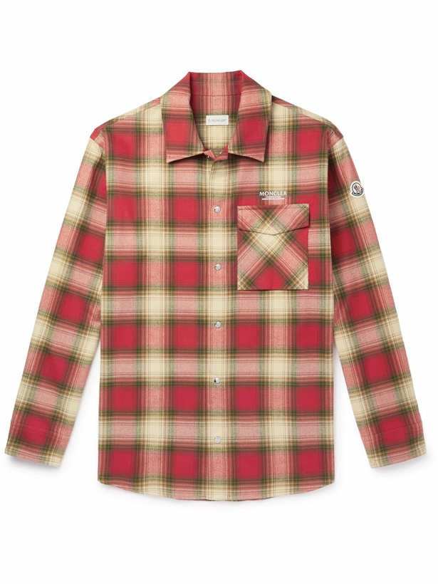 Photo: Moncler - Checked Cotton-Flannel Shirt - Red