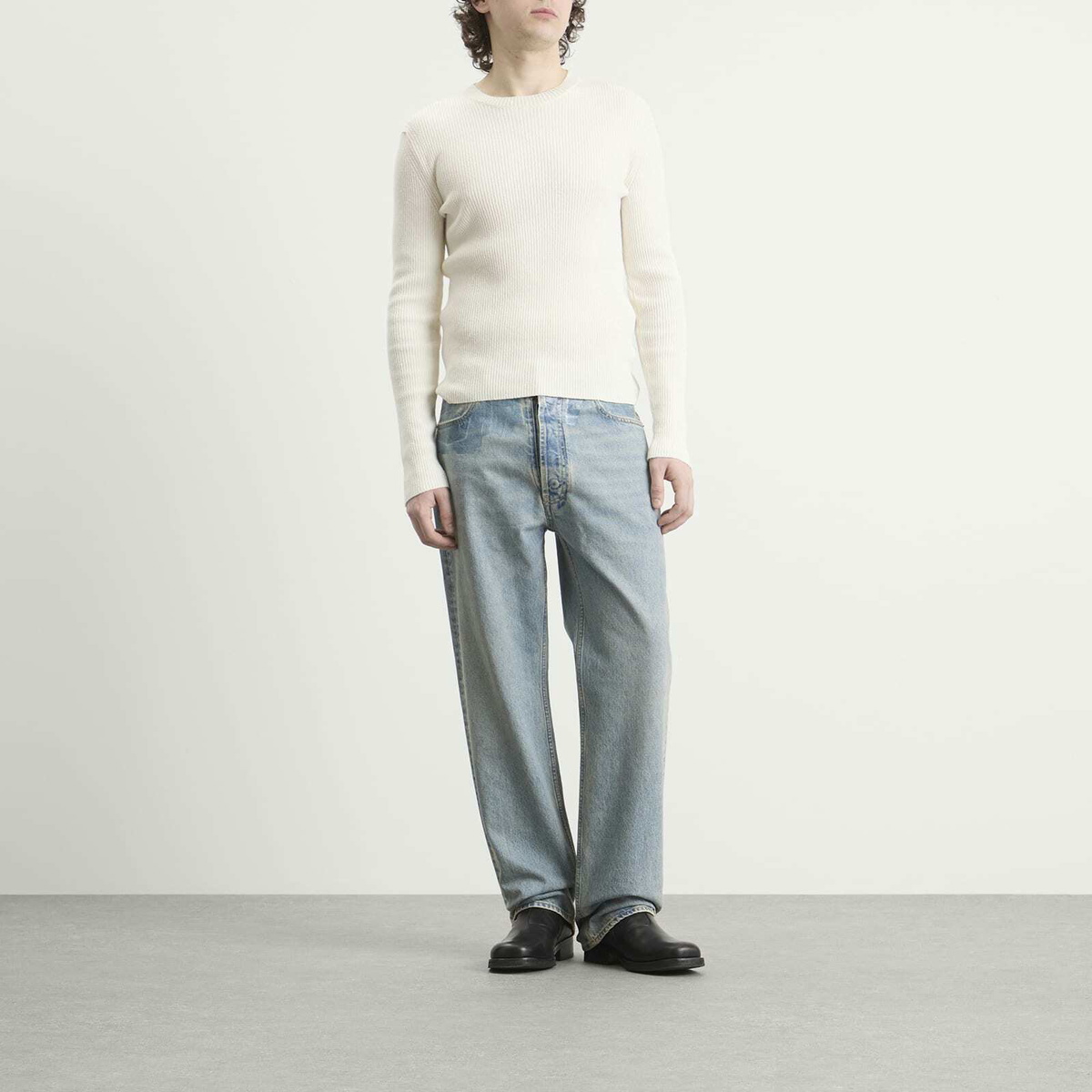 Maison Margiela Men's Taped Waist Denim Jeans in Ice Blue