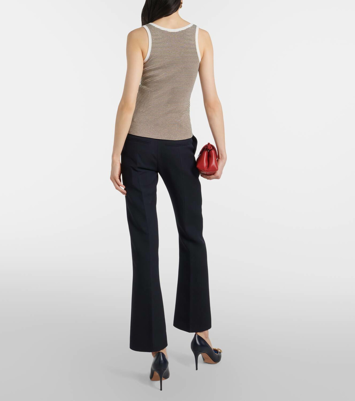 Valentino VGold striped cotton-blend tank top