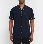 Officine Generale - Piped Lyocell Shirt - Navy