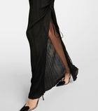 Alaïa Draped off-shoulder maxi dress