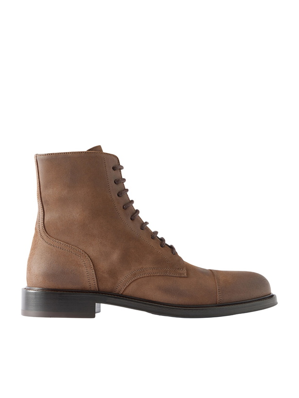 Photo: Brunello Cucinelli - Suede Derby Boots - Brown