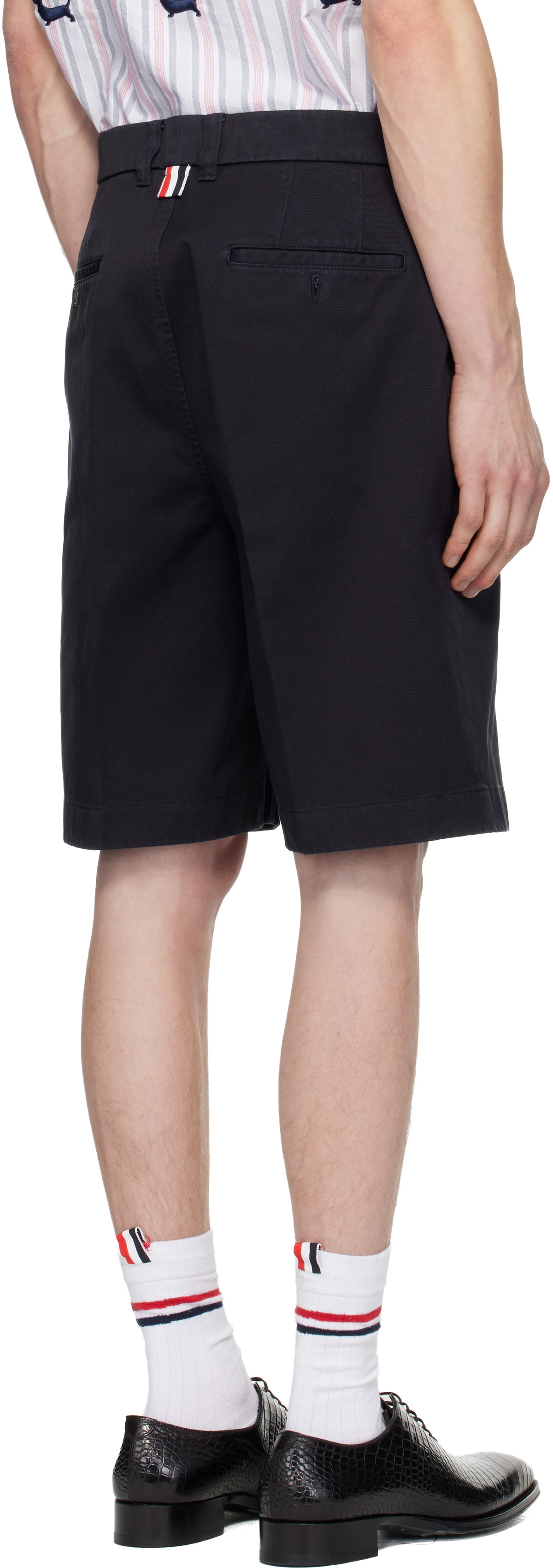 Thom Browne Navy Cotton Twill Utility Chino Shorts