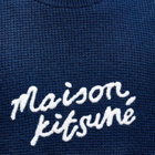 Maison Kitsuné Men's Handwriting Crew Knit in Ink Blue