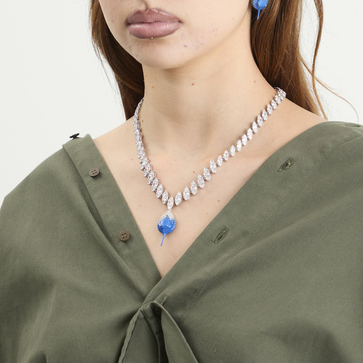 Ottolinger Women's Dipped Diamond Necklace in Royal Blue 