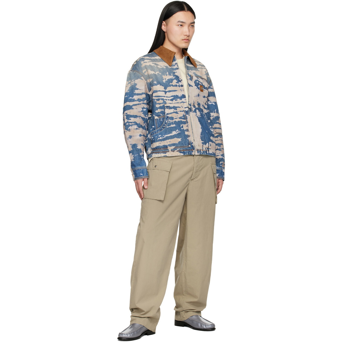 AMIRI Blue & Off-White Bleached Work Denim Jacket