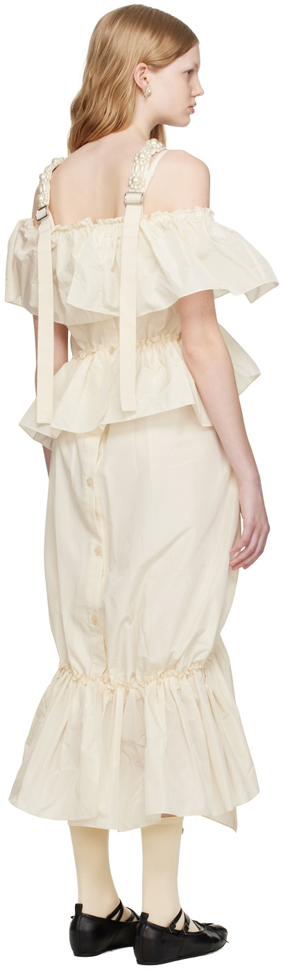 Simone Rocha Off-White Tiered Ruffle Midi Dress
