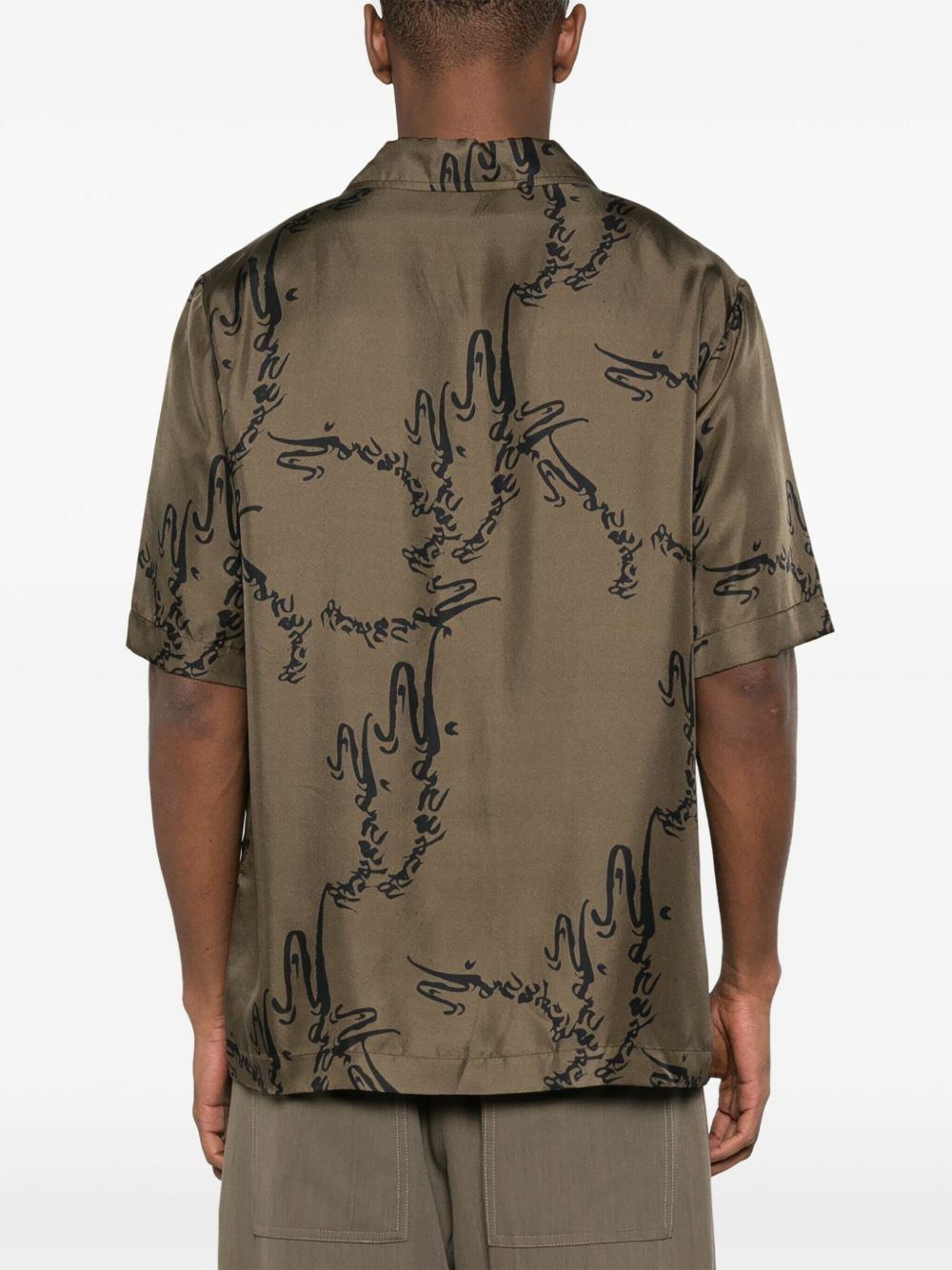Nanushka Green Bodil Printed Silk Shirt